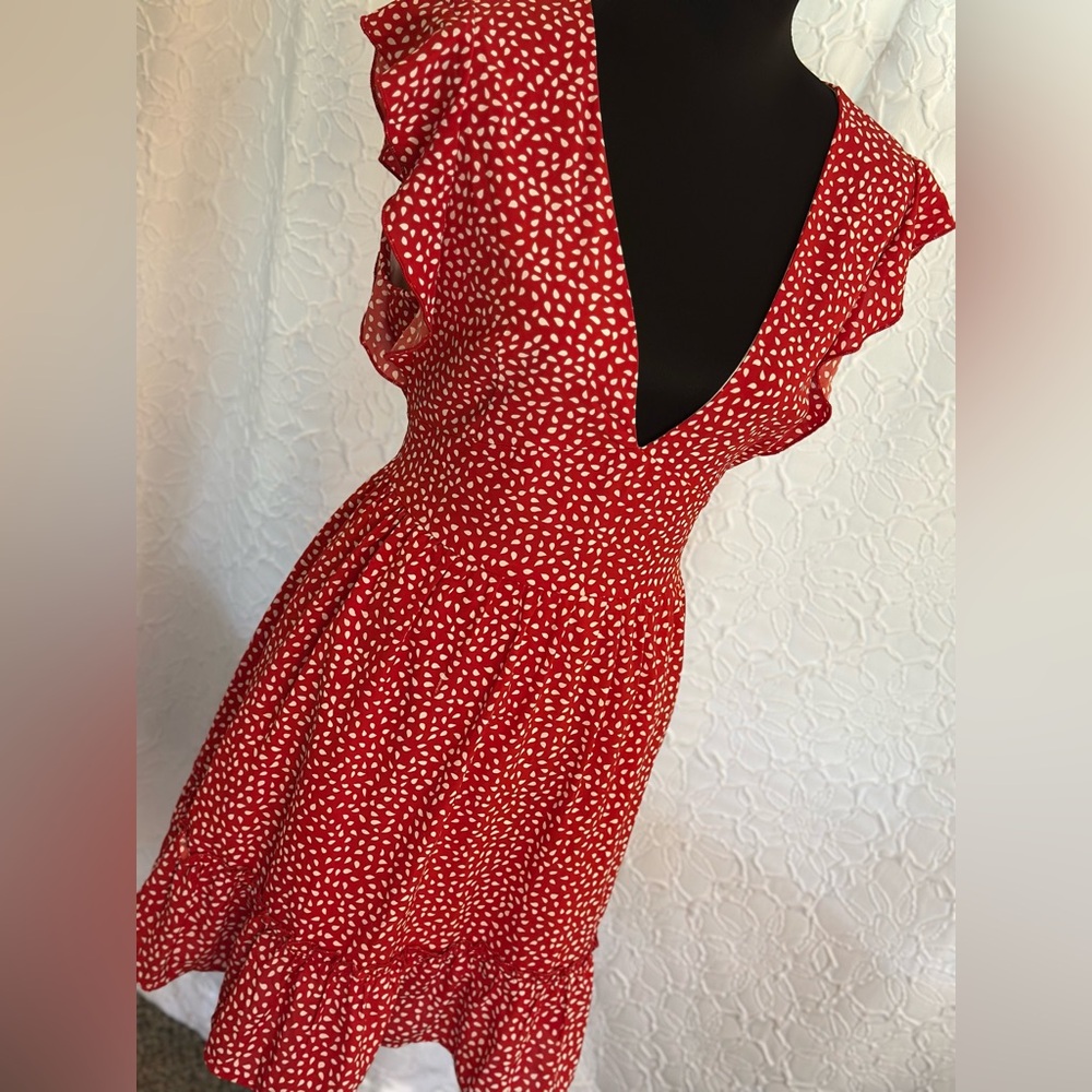 Women’s ❤️Red Polka Dot Ruffle Dress (L)